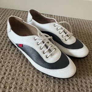 White and Black Leather Golf Shoes